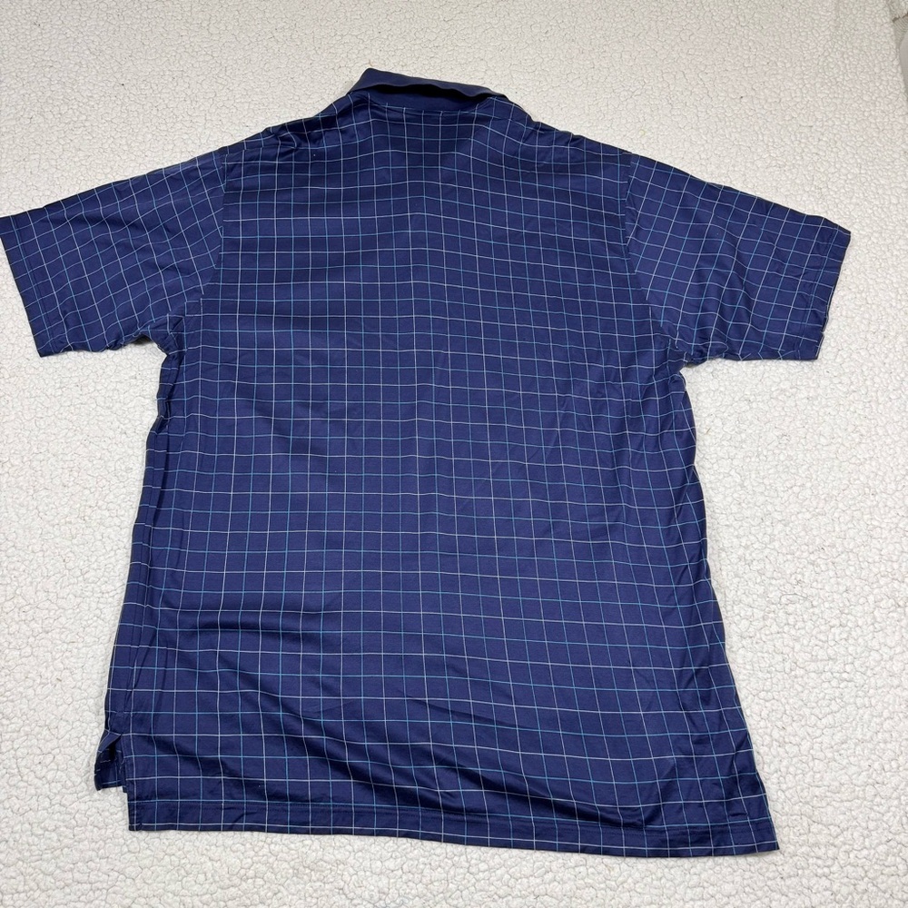 Peter Millar Navy Blue Plaid Checkered Short Sleeve Golf Polo Shirt Men's XXL - Picture 3 of 5